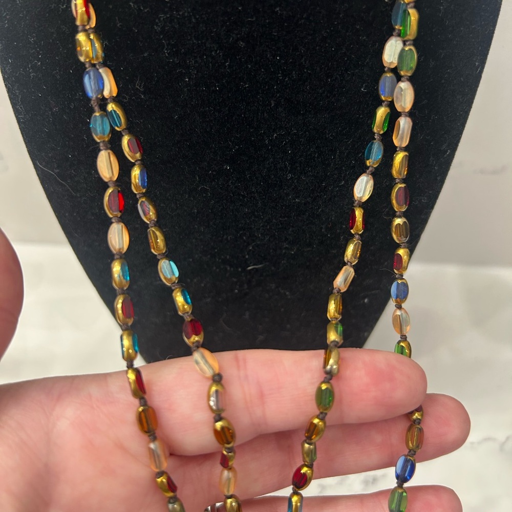 Multi Color Glass Beaded Necklace - Picture 2 of 4